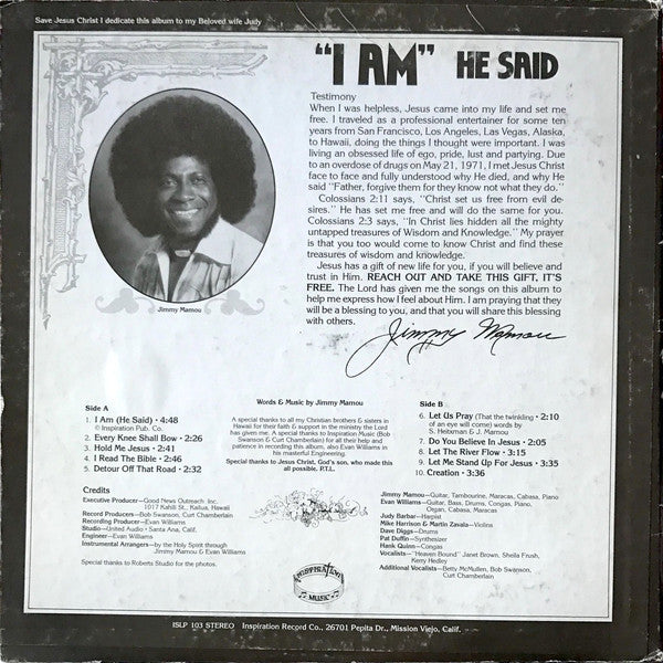 Jimmy Mamou : I Am He Said (LP, Album)