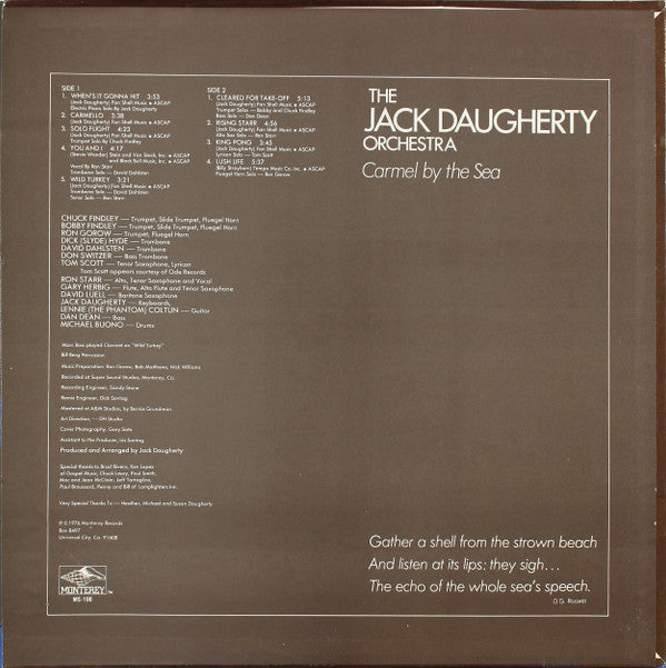 The Jack Daugherty Orchestra : Carmel By The Sea (LP)