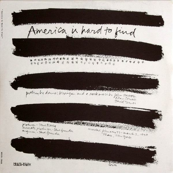 Daniel Berrigan, John Hostetter, Allan Sorvall, David Turner (12) : America Is Hard To Find (LP)