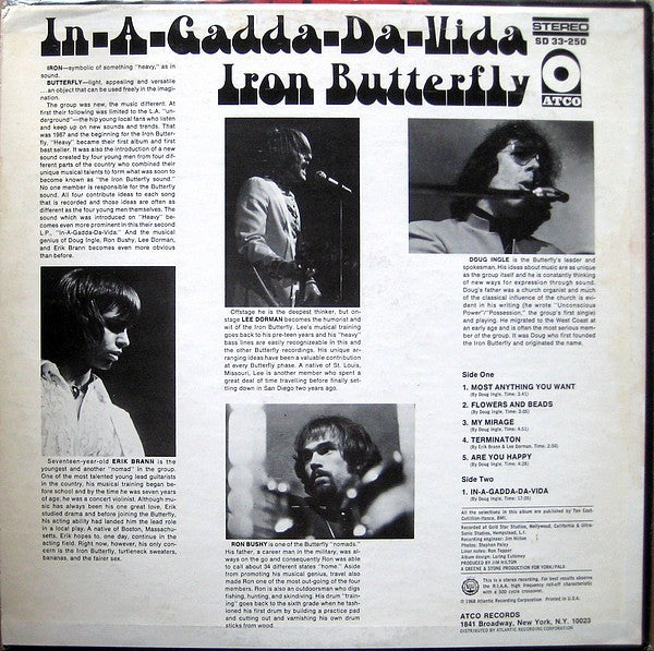 Iron Butterfly : In-A-Gadda-Da-Vida (LP, Album, RP, MO )