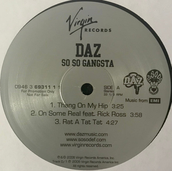 Daz* : So So Gangsta (2xLP, Album, Promo)