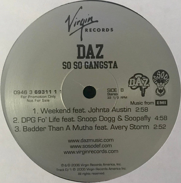 Daz* : So So Gangsta (2xLP, Album, Promo)