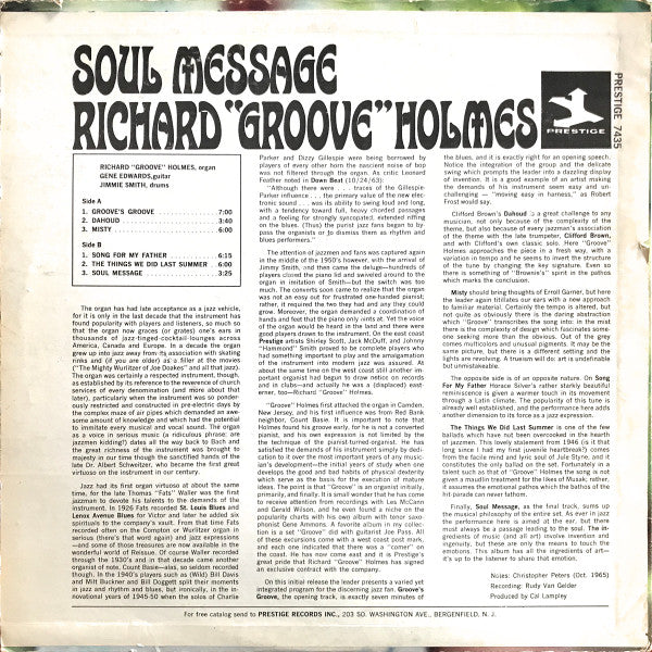 Richard "Groove" Holmes : Soul Message (LP, Album)