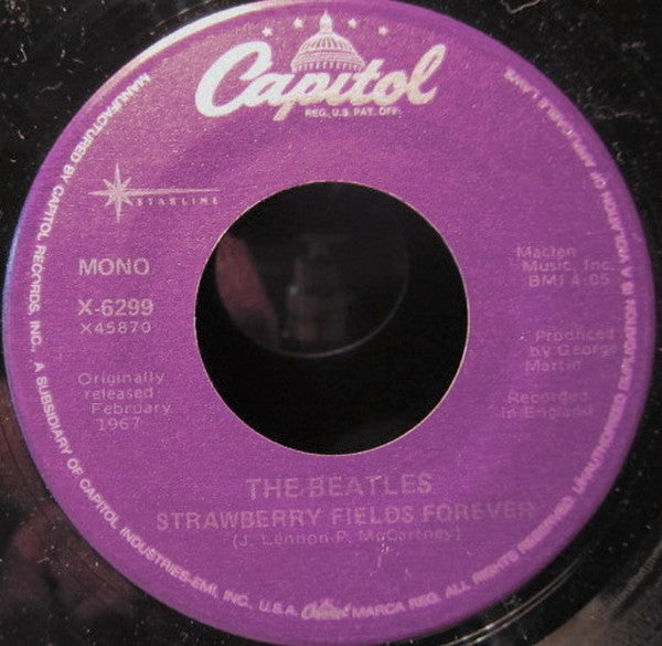 The Beatles : Strawberry Fields Forever / Penny Lane (7", Mono, RE, Pur)