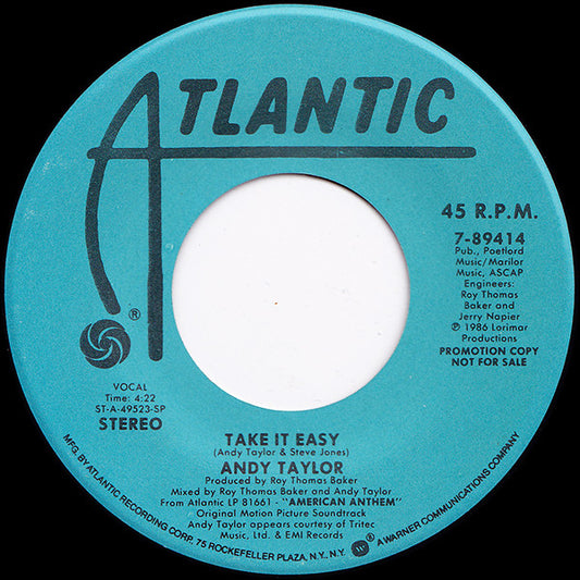 Andy Taylor : Take It Easy (7", Promo, SP )