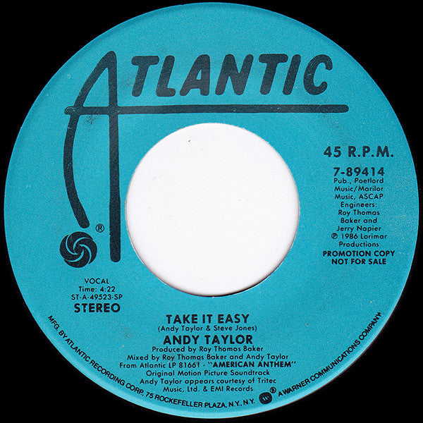 Andy Taylor : Take It Easy (7", Promo, SP )