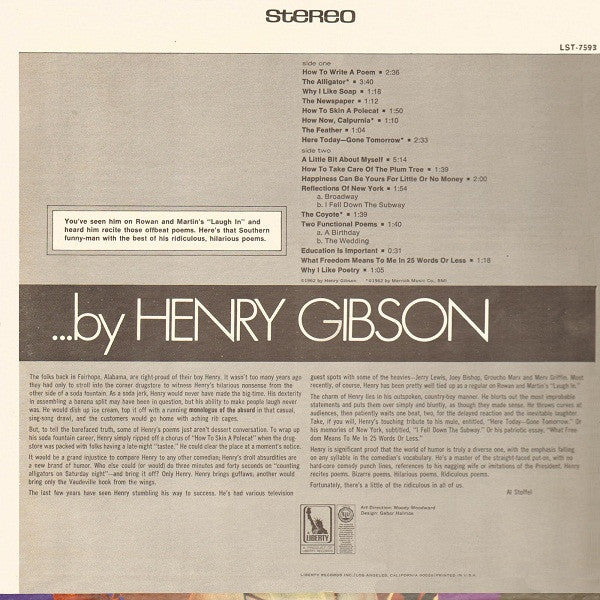 Henry Gibson (3) : ...By Henry Gibson (LP, Album, RE)