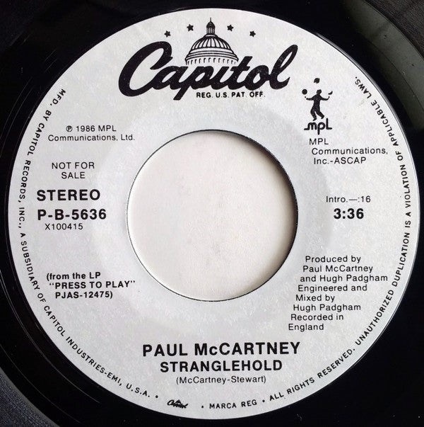 Paul McCartney : Stranglehold (7", Promo)