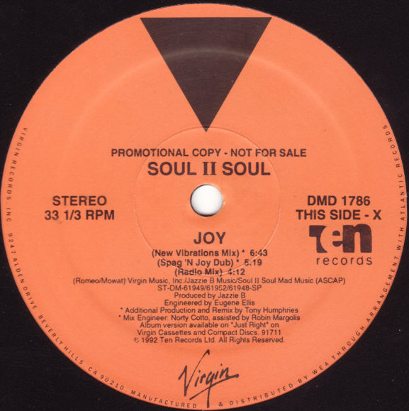 Soul II Soul : Joy (12", Promo)