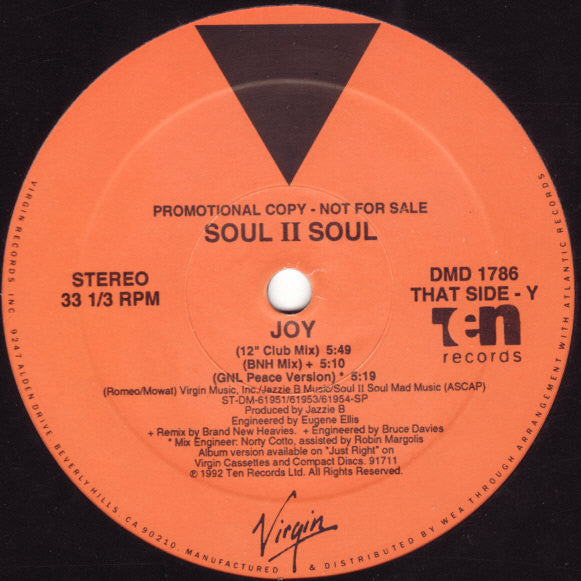 Soul II Soul : Joy (12", Promo)