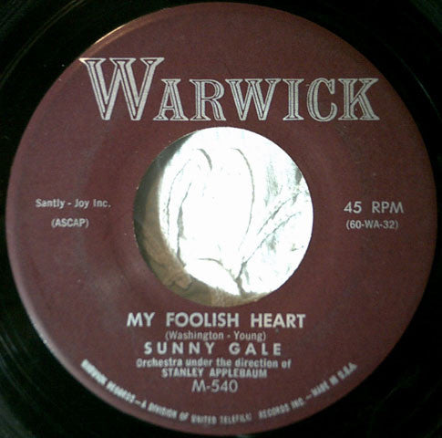 Sunny Gale : Church Bells May Ring / My Foolish Heart (7", Single)