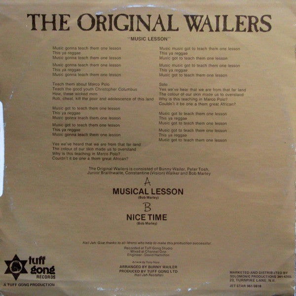 The Original Wailers* : Music Lesson / Nice Time (12")