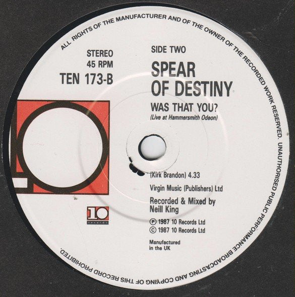 Spear Of Destiny : Was That You? (7", Single)