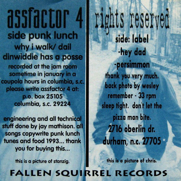 Rights Reserved / Assfactor 4 : Under Water And Hatin' It (7", Ele)