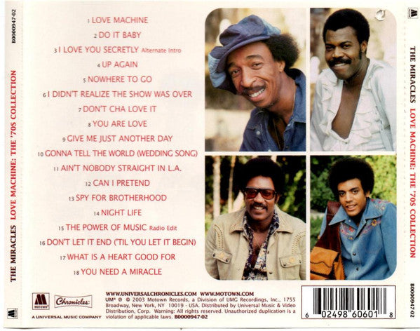 The Miracles : Love Machine - The '70s Collection (CD, Comp)