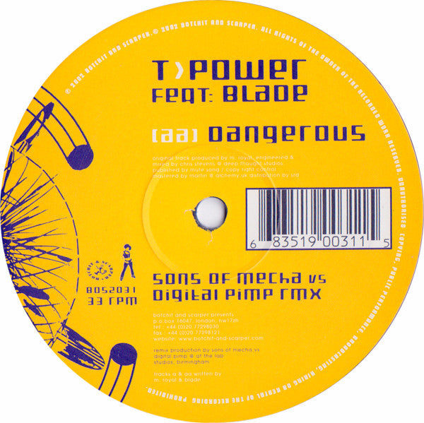 T.Power Feat: Blade (3) : Dangerous (12")