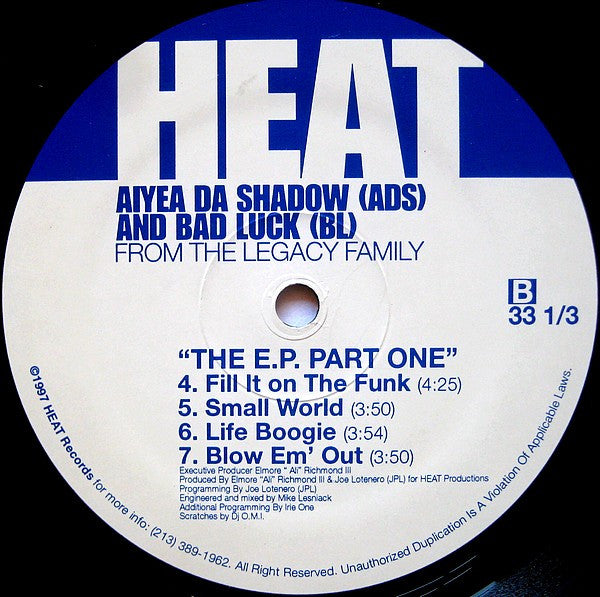 Aiyea Da Shadow And Bad Luck (8) : The E.P. Part One (12", EP)