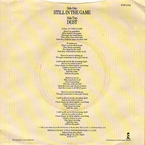 Steve Winwood : Still In The Game (7", Single)