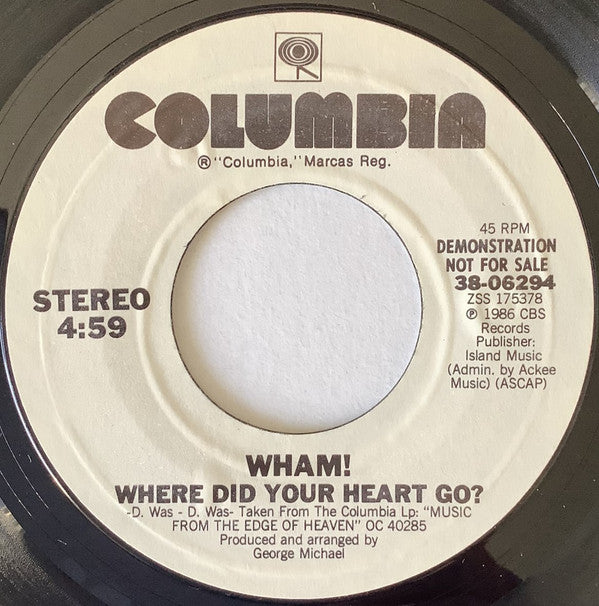 Wham! : Where Did Your Heart Go? (7", Single, Promo, Styrene)