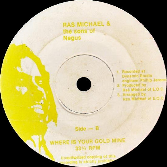 Ras Michael & The Sons Of Negus : Jah Jah Power / Where Is Your Gold Mine (7")