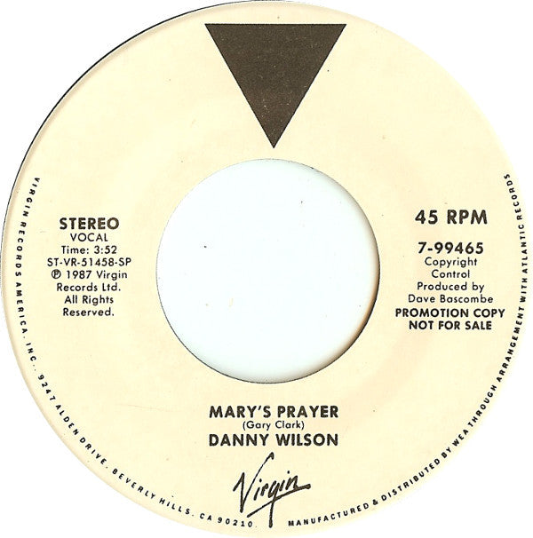 Danny Wilson (2) : Mary's Prayer (7", Single, Promo)