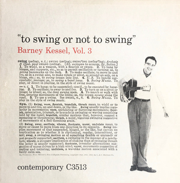 Barney Kessel : Vol. 3, To Swing Or Not To Swing (LP, Album, Mono)