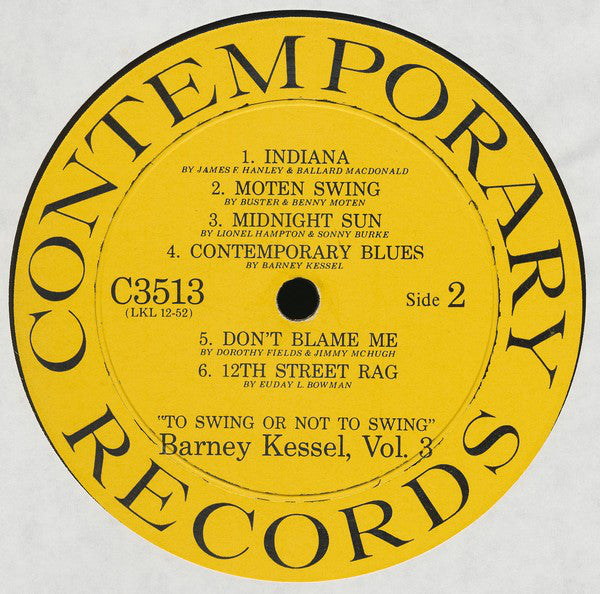 Barney Kessel : Vol. 3, To Swing Or Not To Swing (LP, Album, Mono)