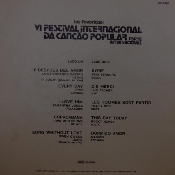 Various : As Favoritas - VI Festival Internacional Da Canção Popular (Parte Internacional) (LP, Comp, Mono)