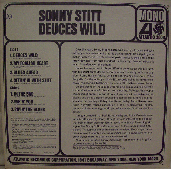 Sonny Stitt Introducing Robin Kenyatta Featuring Rufus Harley : Deuces Wild  (LP, Album, Mono)