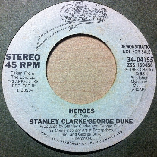 Stanley Clarke/George Duke : Heroes (7", Promo)