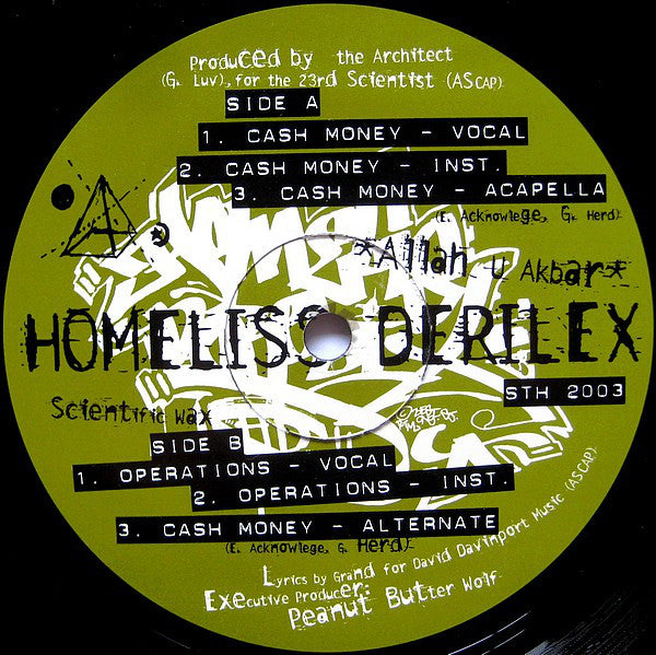 Homeliss Derilex : Cash Money (12", Single)