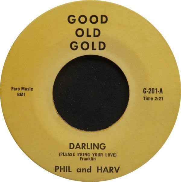 Phil And Harv / The Sa-Shays : Darling (Please Bring Your Love) / Boo Hoo Hoo (7")