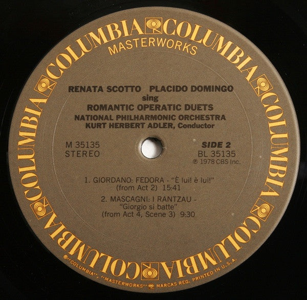 Renata Scotto And Placido Domingo With National Philharmonic Orchestra, Kurt Herbert Adler : Sing Romantic Opera Duets (LP)