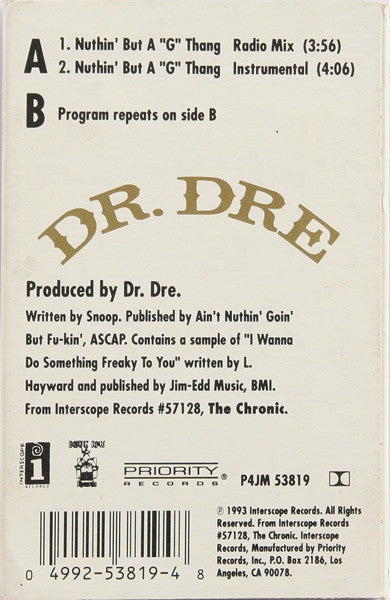 Dr. Dre : Nuthin' But A "G" Thang (Cass, Single)