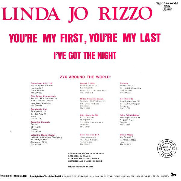 Linda Jo Rizzo : You're My First, You're My Last (12", Maxi)