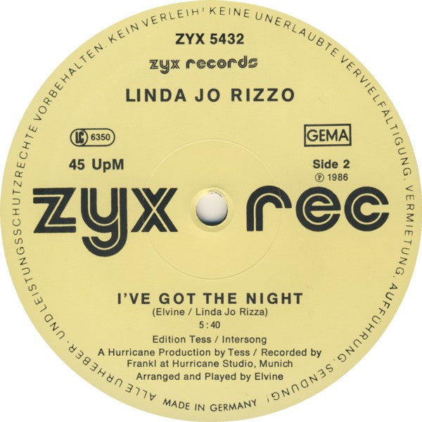 Linda Jo Rizzo : You're My First, You're My Last (12", Maxi)