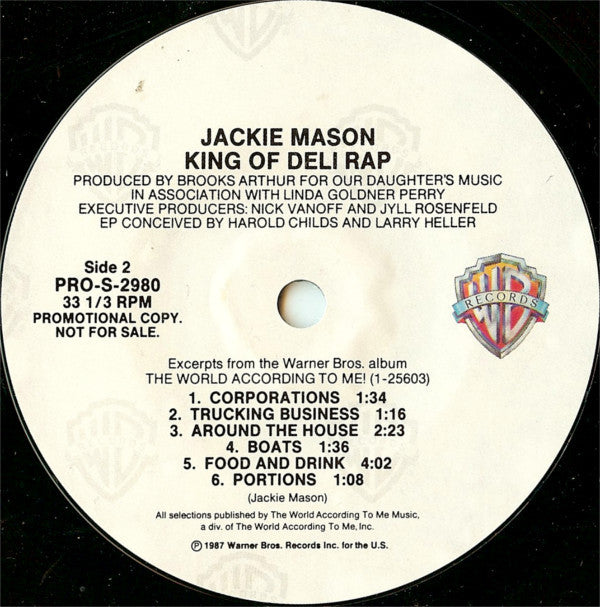 Jackie Mason : King Of Deli Rap (7", EP, Promo)