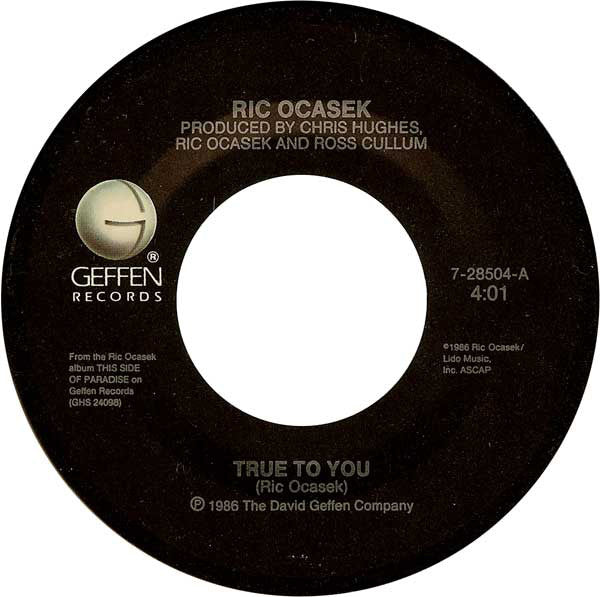 Ric Ocasek : True To You (7", Spe)