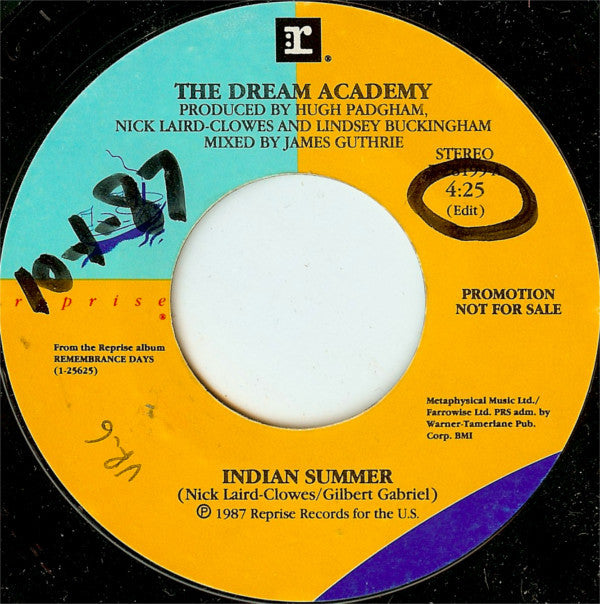 The Dream Academy : Indian Summer (7", Promo)