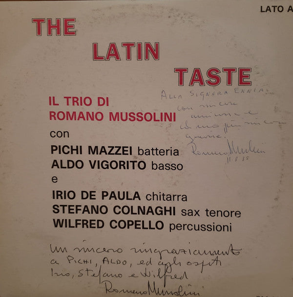 Romano Mussolini Trio plus Irio De Paula, Stefano Colnaghi, Wilfred Copello : The Latin Taste (LP, Album)