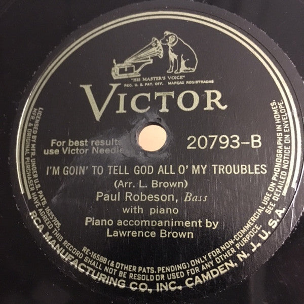 Paul Robeson : Deep River / I'm Goin' To Tell God All O' My Troubles (Shellac, 10", RP, Ind)