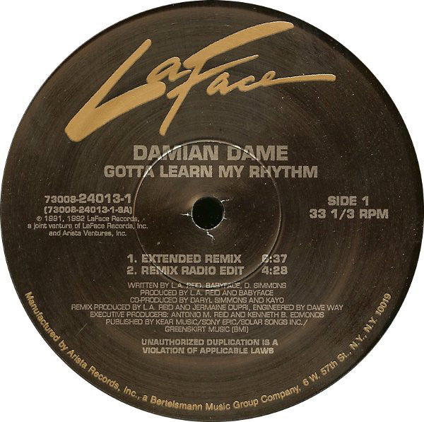 Damian Dame : Gotta Learn My Rhythm (12")