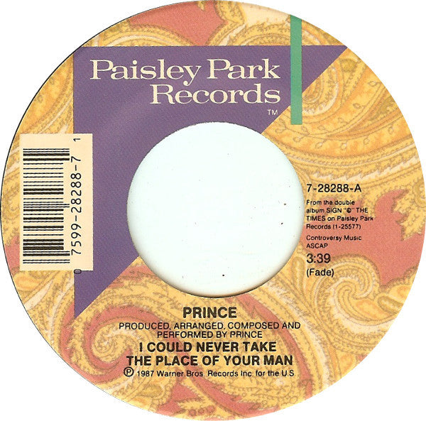 Prince : I Could Never Take The Place Of Your Man (7", Single, Spe)