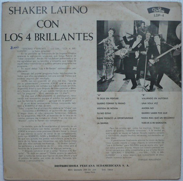 Los Cuatro Brillantes : Shaker Latino (LP, Album, Mono)