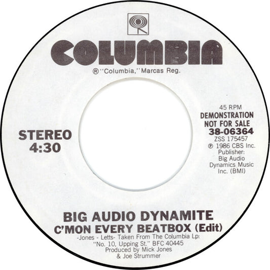 Big Audio Dynamite : C'mon Every Beatbox (Edit) (7", Promo)