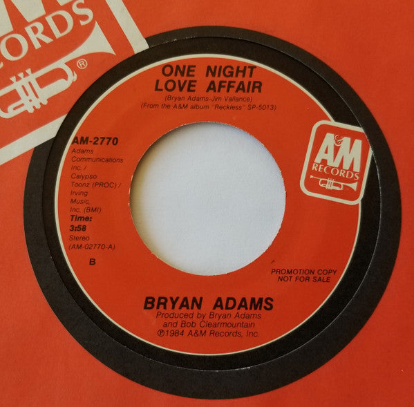 Bryan Adams : One Night Love Affair (7", Promo)