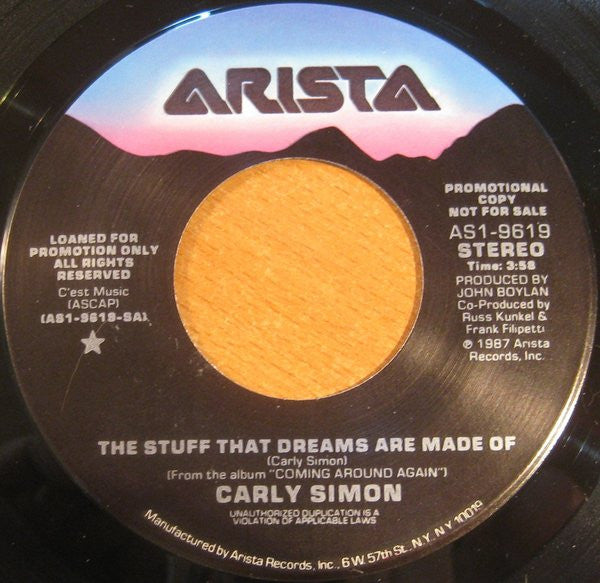 Carly Simon : The Stuff That Dreams Are Made Of (7", Promo)