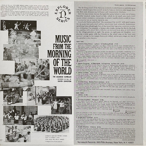 David Lewiston : The Balinese Gamelan: Music From The Morning Of The World (LP, Album, RE, Spe)