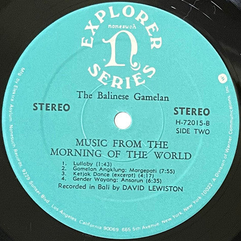 David Lewiston : The Balinese Gamelan: Music From The Morning Of The World (LP, Album, RE, Spe)