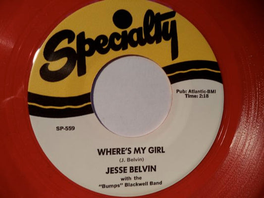 Jesse Belvin With The Bumps Blackwell Band : Where's My Girl / Love, Love Of My Life (7", Single, Red)